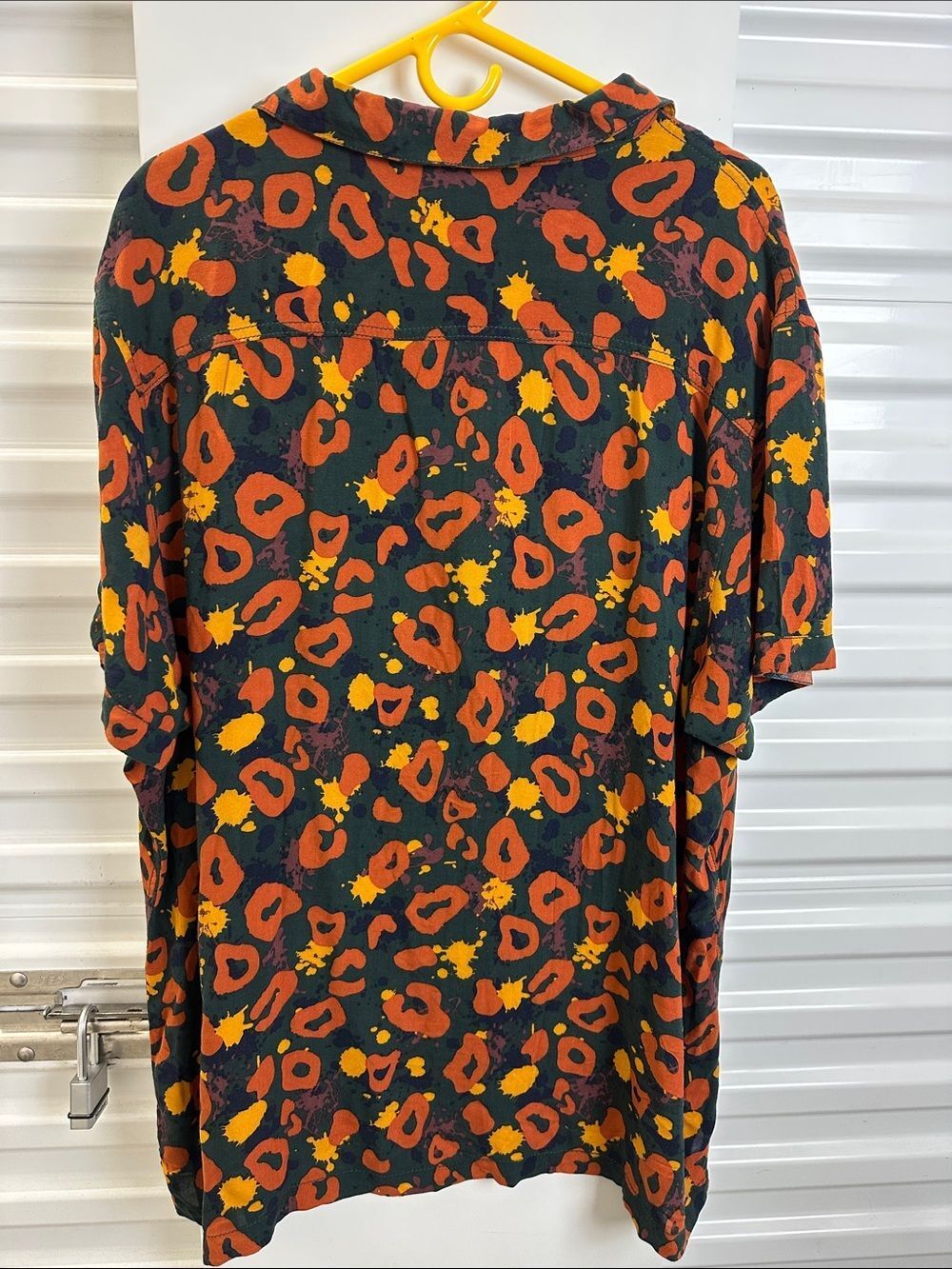 INC Short-Sleeve Button Shirt with Orange & Yellow Print - Picture 7 of 10